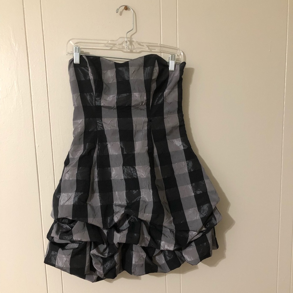 Black & grey plaid homecoming / cocktail dress